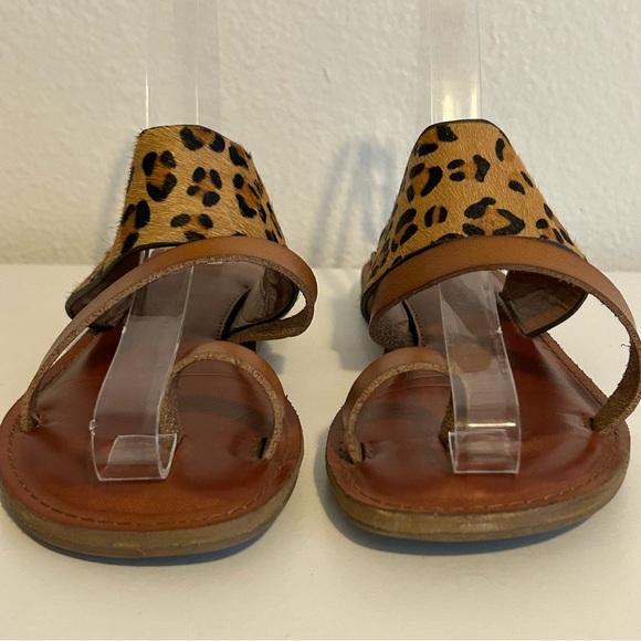 MIA leopard print genuine leather pony hair sandals size 6 spring summer beach - Picture 3 of 8